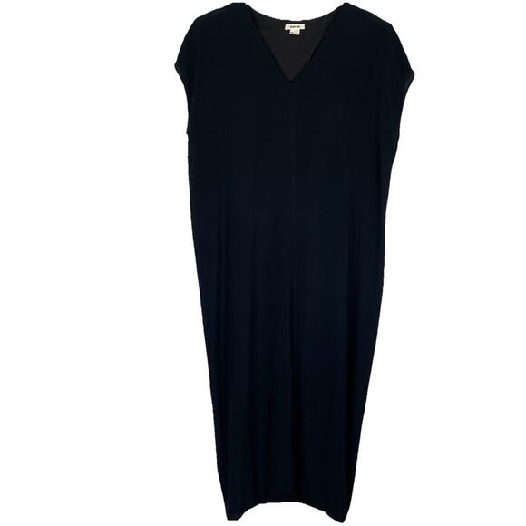 Helmut Lang Maxi Dress Womens Small Black Kaftan Sheath Langenlook Minimalist - Picture 1 of 9